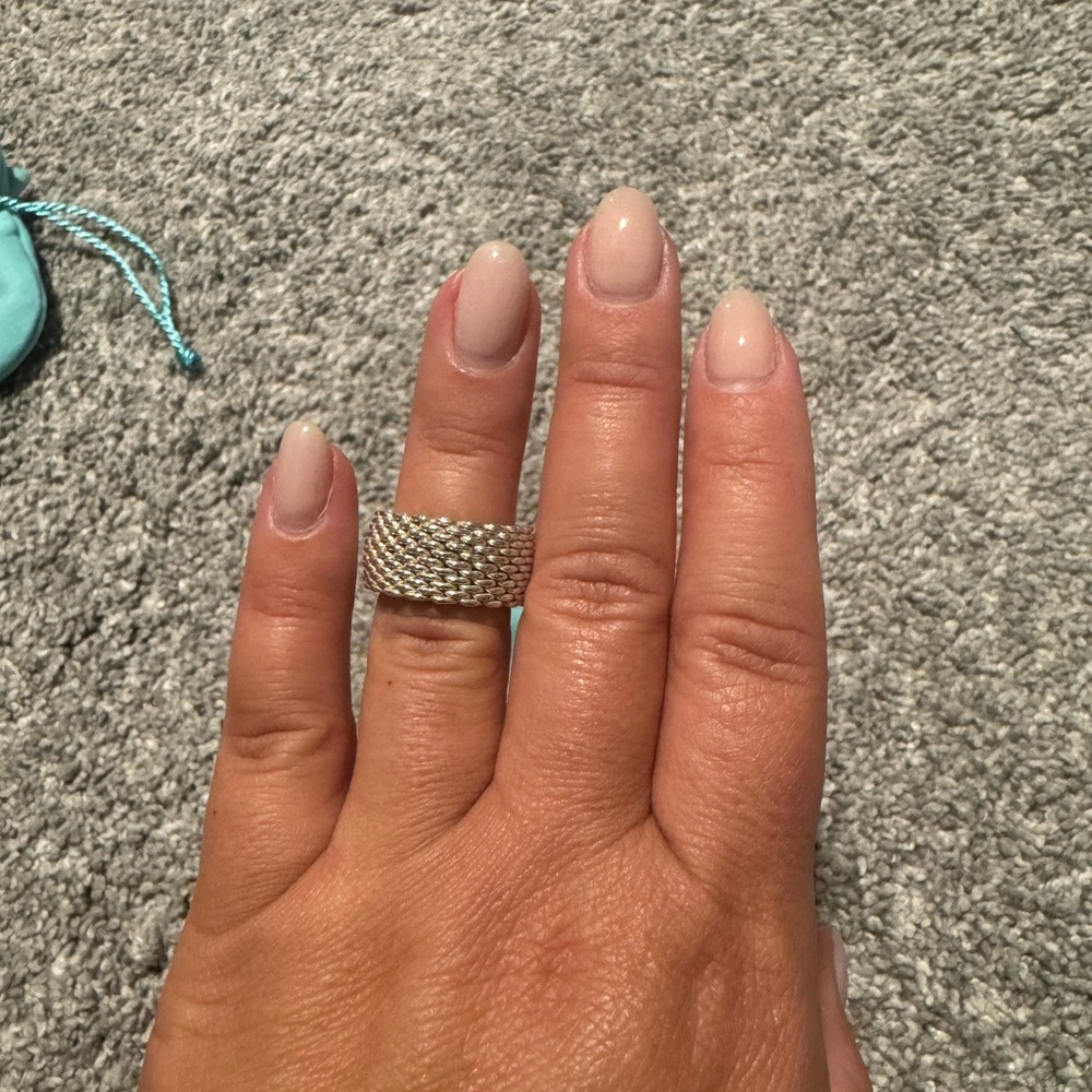 Tiffany & Co. Wide Mesh Silver Band Ring